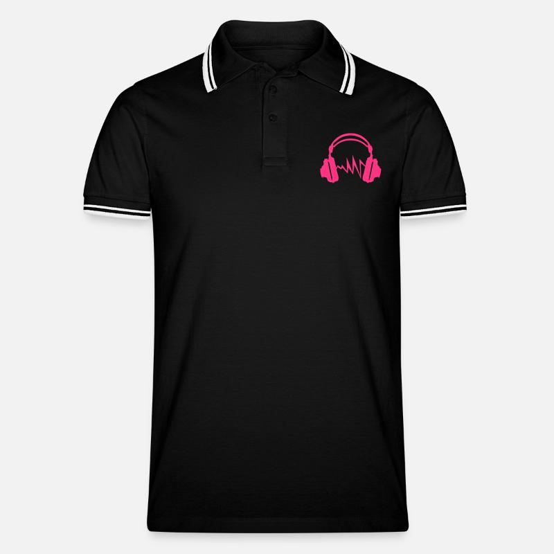 Equalizer Audio-Musik-Kopfhörer DJ zik20 - Männer Tipped Poloshirt - Schwarz/Weiß