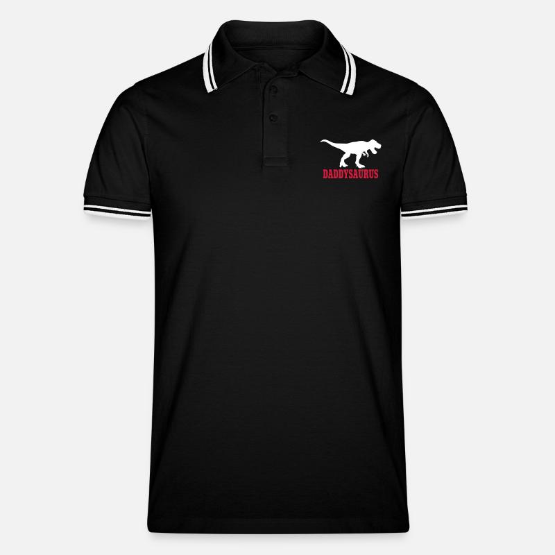 Daddy Saurus - Männer Tipped Poloshirt - Schwarz/Weiß