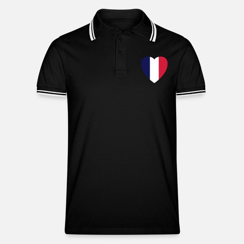 Variably Colored Heart (Vector) - Men's Tipped Polo Shirt - black/white