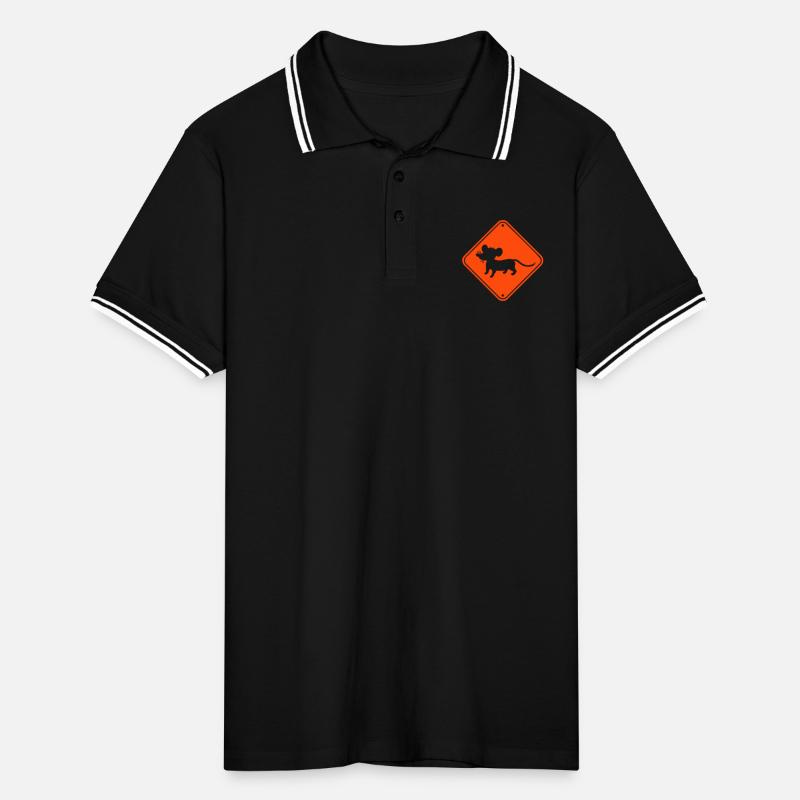 Evil Mouse Shield Warning Caution Caution Danger Men's Tipped Polo Shirt