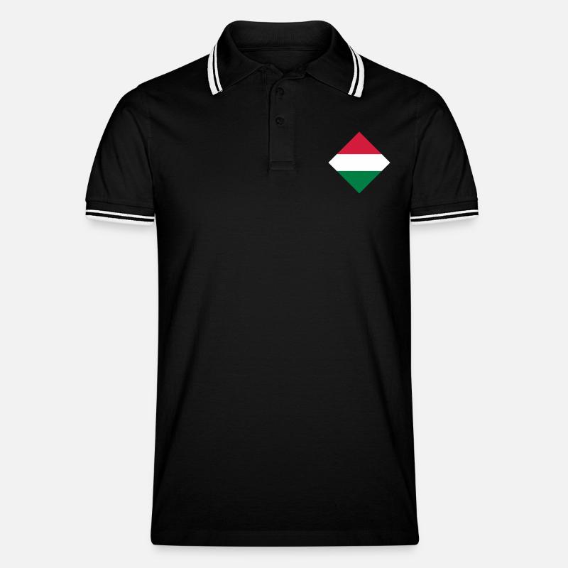 Ungarn - Männer Tipped Poloshirt - Schwarz/Weiß