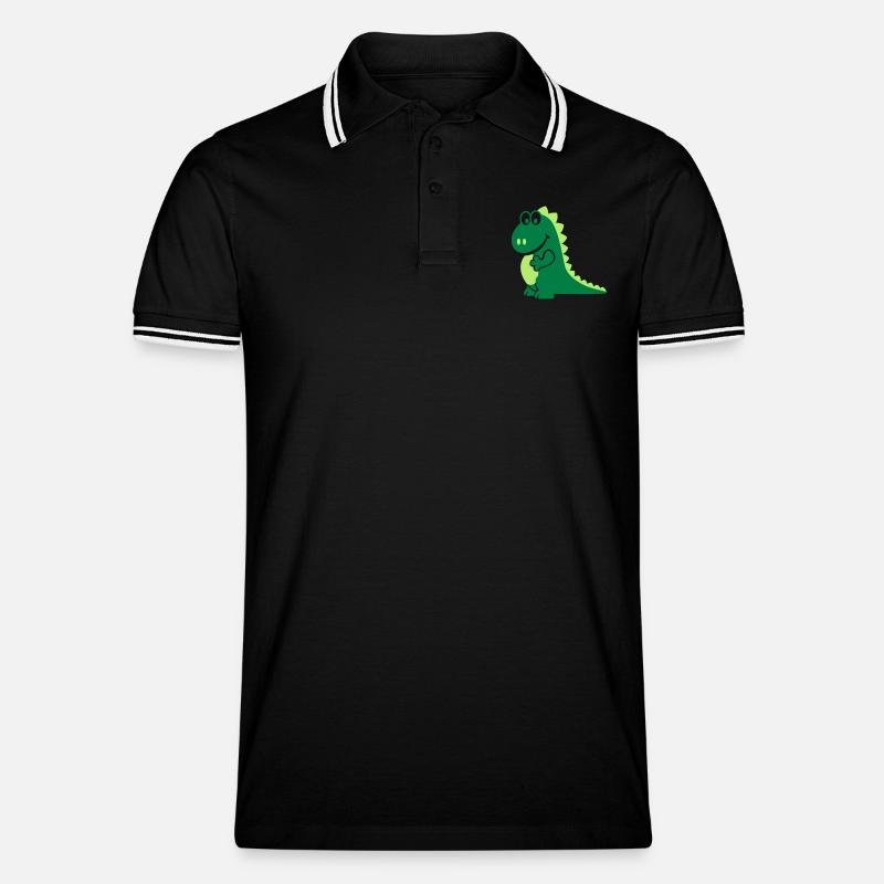 Drache - Männer Tipped Poloshirt - Schwarz/Weiß