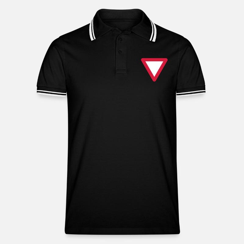 Vorfahrt - Männer Tipped Poloshirt - Schwarz/Weiß