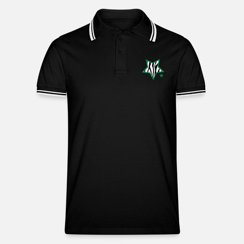 zebrastars - Männer Tipped Poloshirt - Schwarz/Weiß