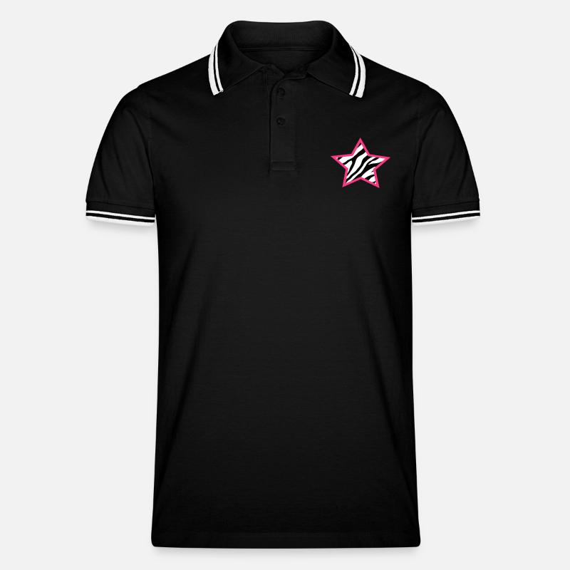 zebrastern - Männer Tipped Poloshirt - Schwarz/Weiß