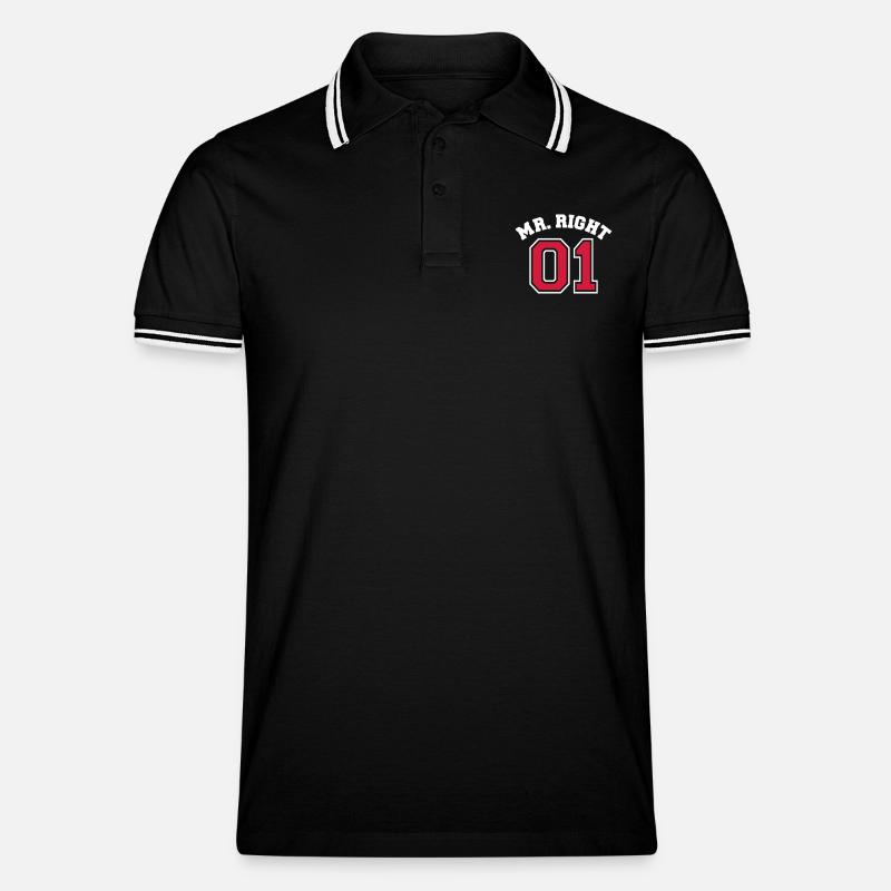 Mr. Right 01 - Männer Tipped Poloshirt - Schwarz/Weiß