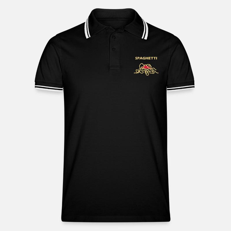 Spaghetti - V2 - Männer Tipped Poloshirt - Schwarz/Weiß