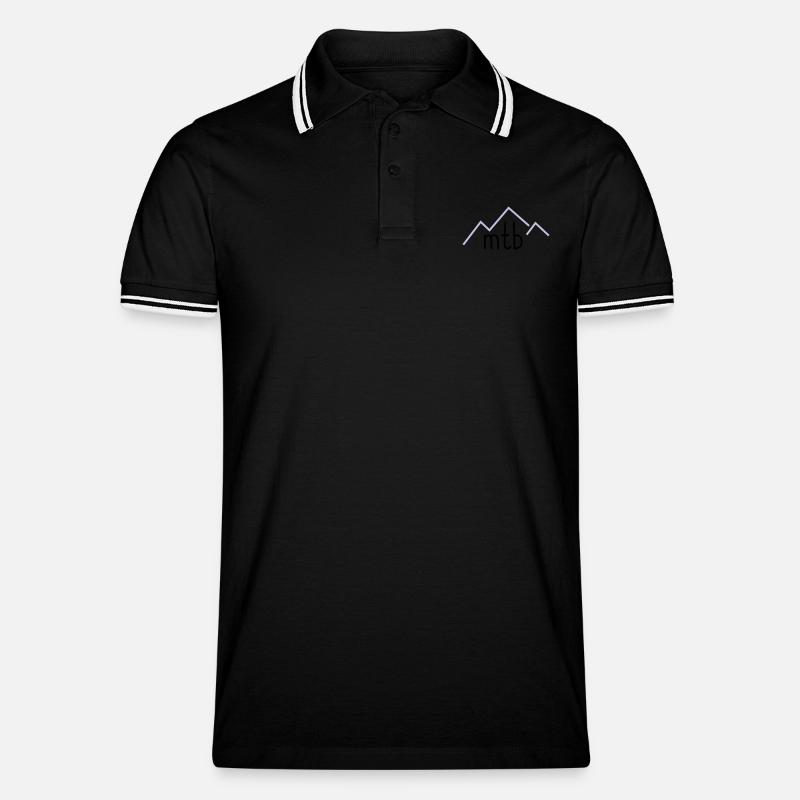 mtb text + berge - Männer Tipped Poloshirt - Schwarz/Weiß