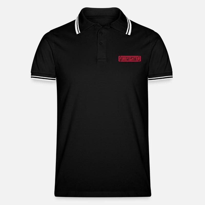 Firefighter Logo - Männer Tipped Poloshirt - Schwarz/Weiß