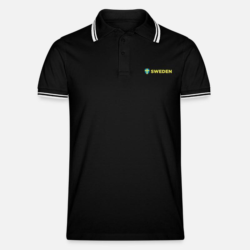 Drapeau national de Suède - Polo tipped Homme - noir/blanc