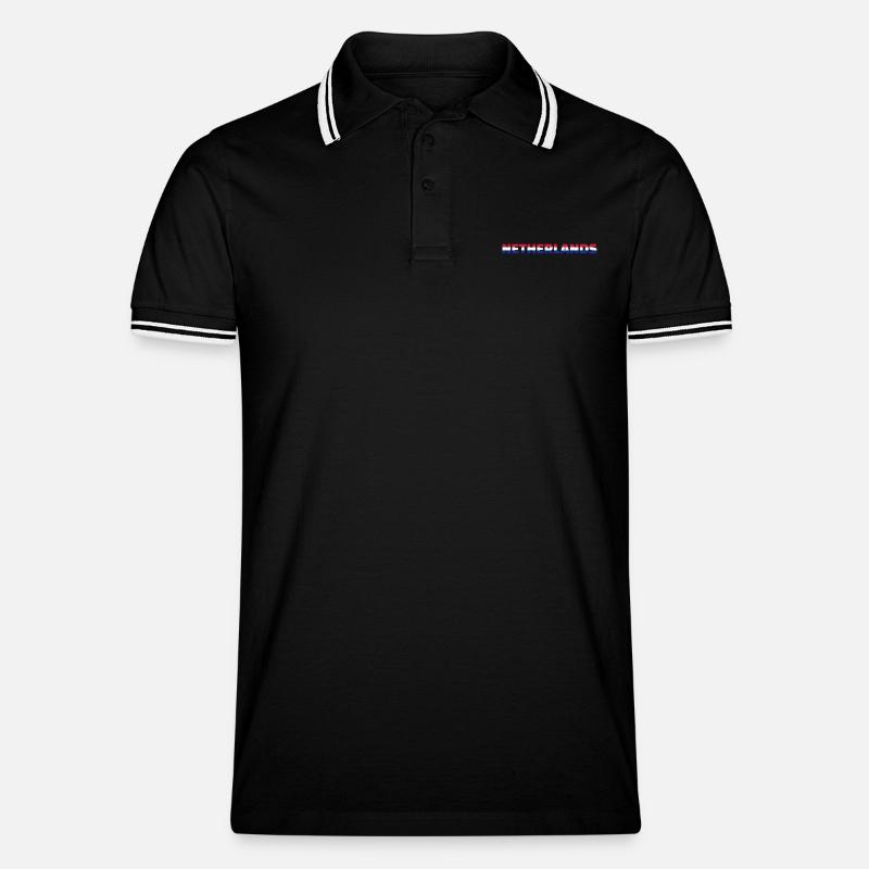 Niederlande - Männer Tipped Poloshirt - Schwarz/Weiß