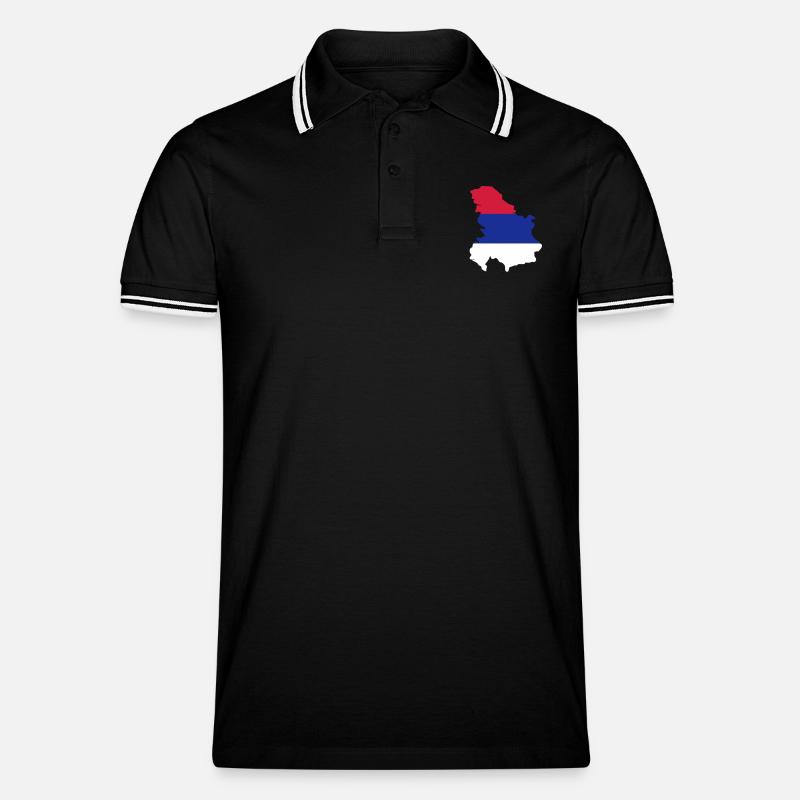 Serbien - Männer Tipped Poloshirt - Schwarz/Weiß