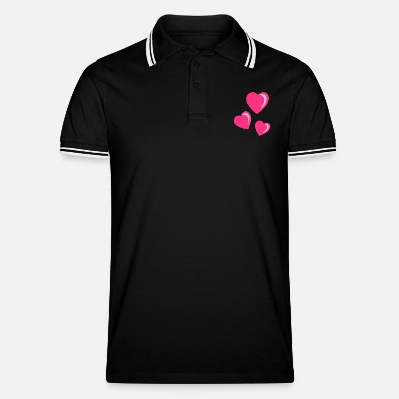 herzen - Männer Tipped Poloshirt - Schwarz/Weiß