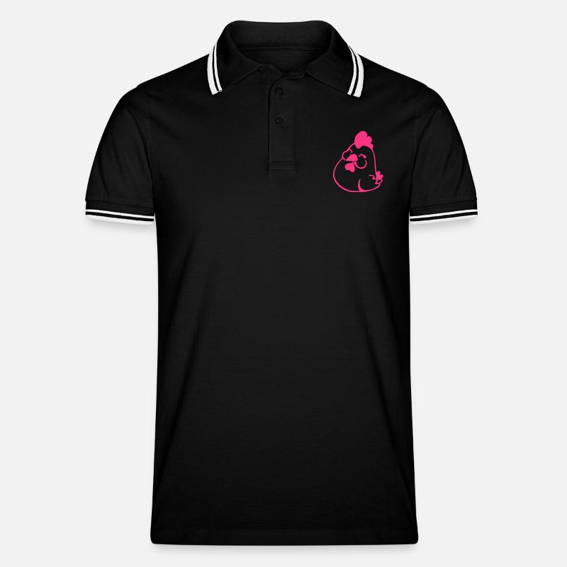 Hen Comic - Männer Tipped Poloshirt - Schwarz/Weiß