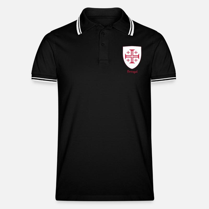 Croix Portugaise - Männer Tipped Poloshirt - Schwarz/Weiß