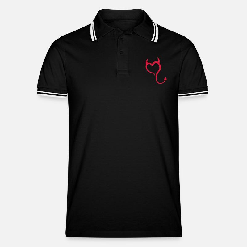 Little Devil 01 - Männer Tipped Poloshirt - Schwarz/Weiß