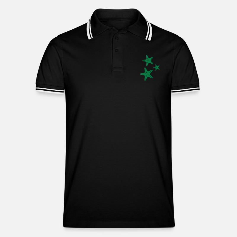 Seesterne - Männer Tipped Poloshirt - Schwarz/Weiß