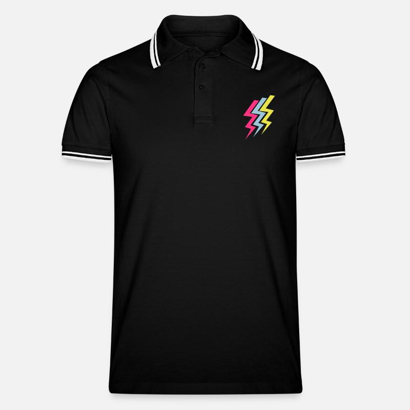 Drei Blitze - Three Thunderbolts - Männer Tipped Poloshirt - Schwarz/Weiß