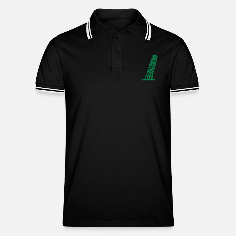pisa - Männer Tipped Poloshirt - Schwarz/Weiß
