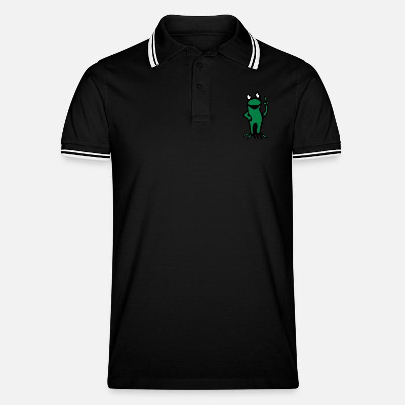 Frosch - Männer Tipped Poloshirt - Schwarz/Weiß