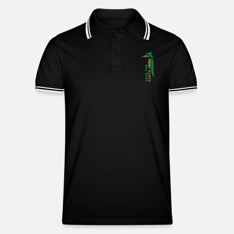savetheearth03_2f - Männer Tipped Poloshirt - Schwarz/Weiß