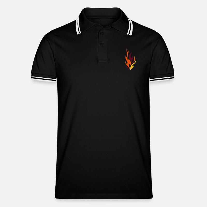 flammen - Männer Tipped Poloshirt - Schwarz/Weiß