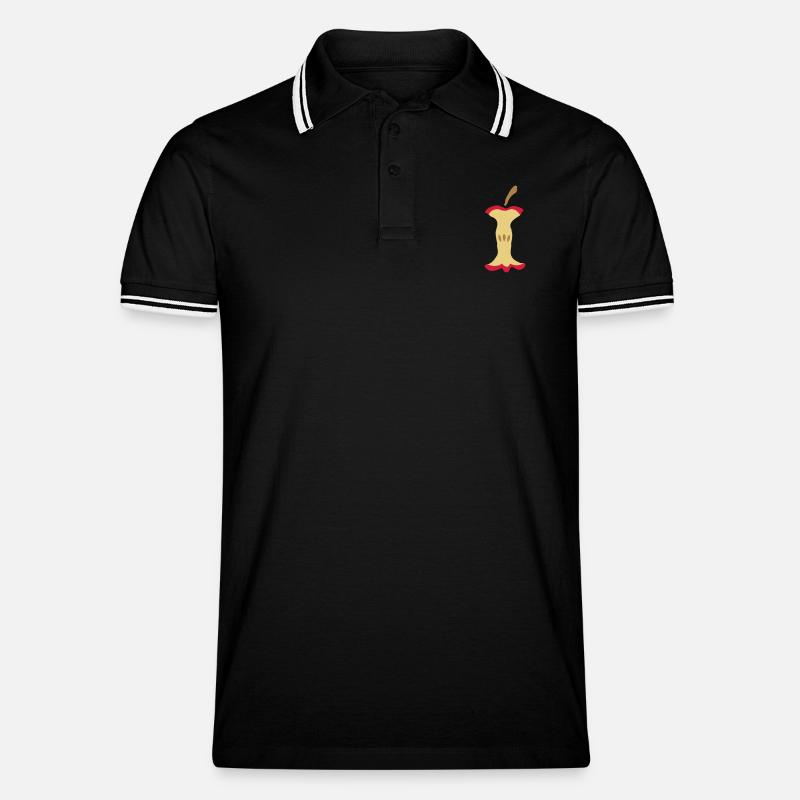 Apfel - Apfelgriebsch - Männer Tipped Poloshirt - Schwarz/Weiß