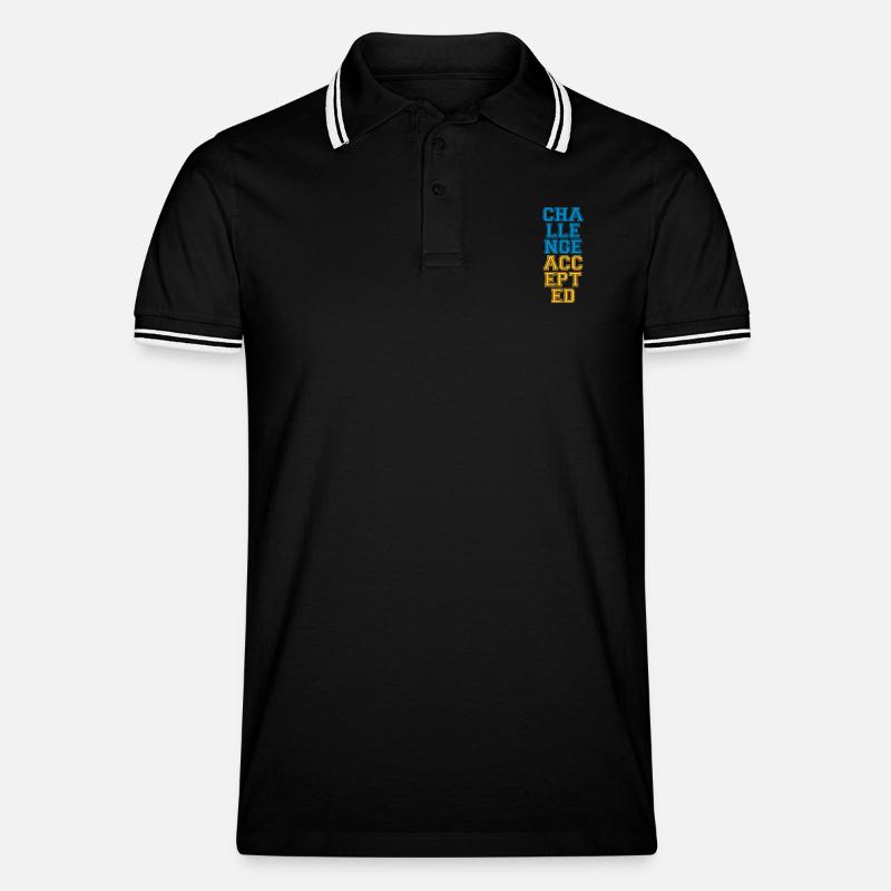 Cool Challenge Accepted Design - Männer Tipped Poloshirt - Schwarz/Weiß