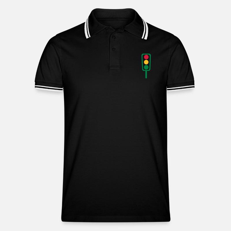 Ampel - Männer Tipped Poloshirt - Schwarz/Weiß