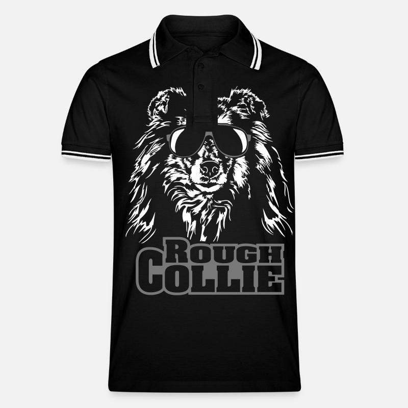 ROUGH COLLIE cool - Männer Tipped Poloshirt - Schwarz/Weiß