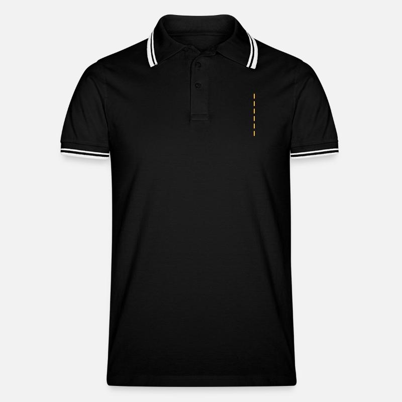 Strichellinie / dashed (1c) - Männer Tipped Poloshirt - Schwarz/Weiß