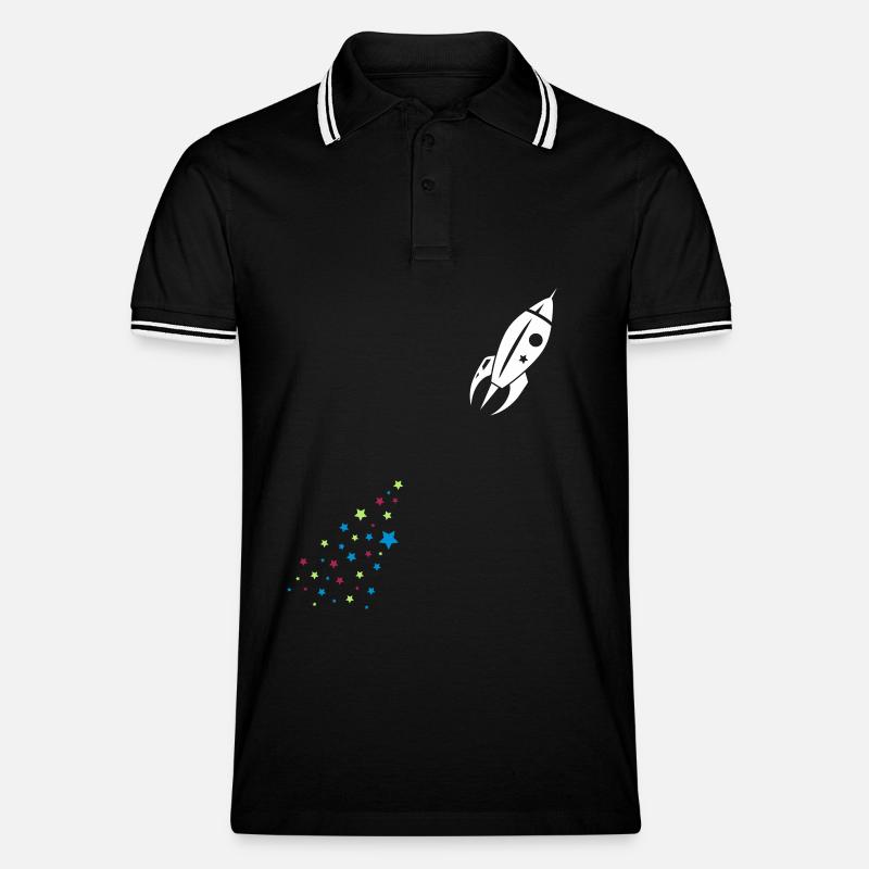Eine Rakete beim Abflug - Männer Tipped Poloshirt - Schwarz/Weiß