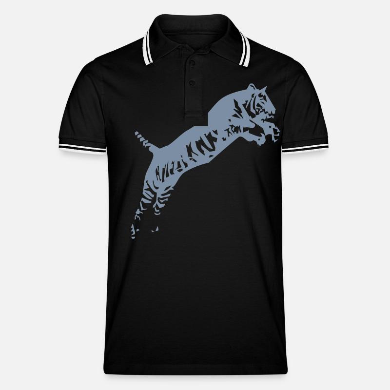 Tiger - Männer Tipped Poloshirt - Schwarz/Weiß