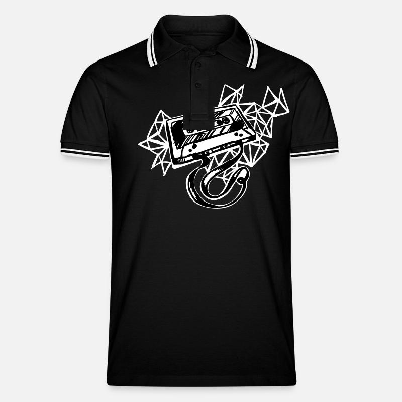 Retro Kassette - Männer Tipped Poloshirt - Schwarz/Weiß