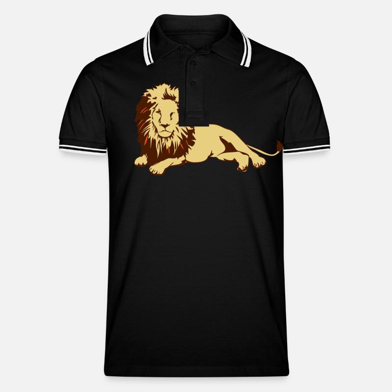 Löwe (liegend) - Männer Tipped Poloshirt - Schwarz/Weiß