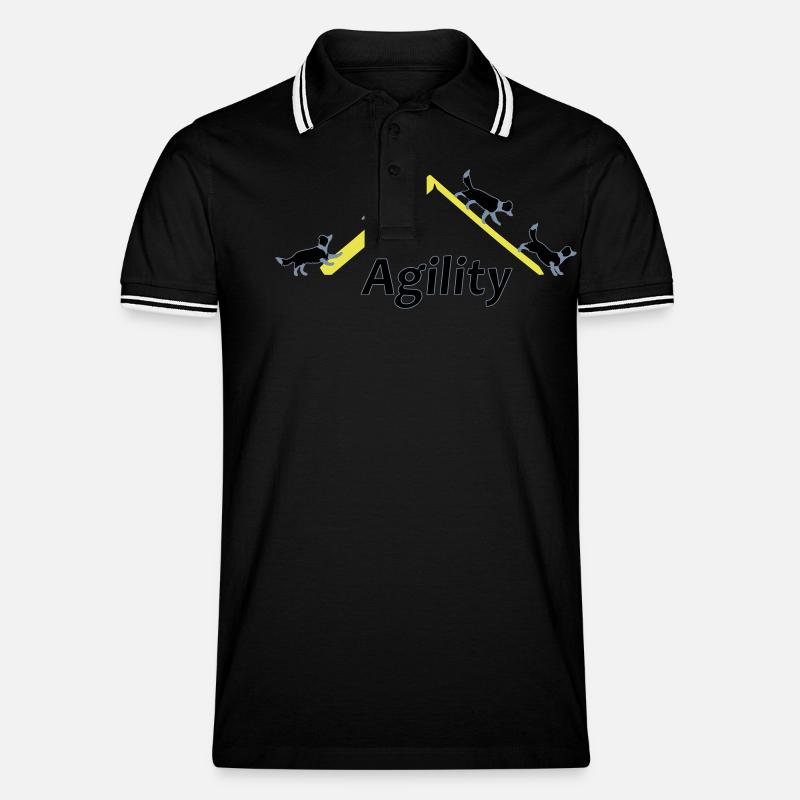 Agility 4x Border Collie - Männer Tipped Poloshirt - Schwarz/Weiß