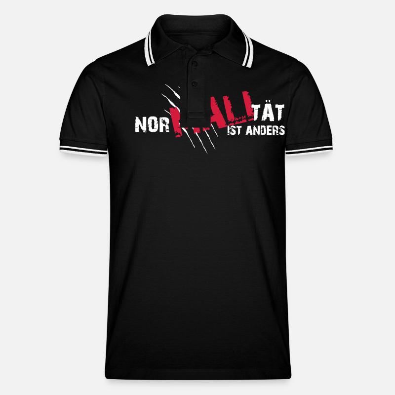 Nor-MALI-tät is anders - Männer Tipped Poloshirt - Schwarz/Weiß