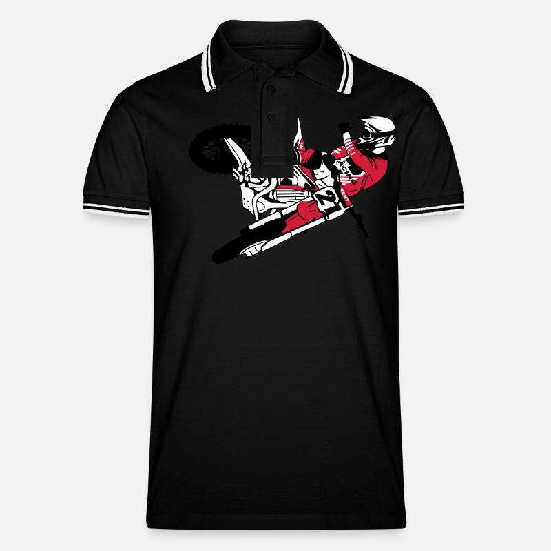 Moto Cross - motocross - Männer Tipped Poloshirt - Schwarz/Weiß