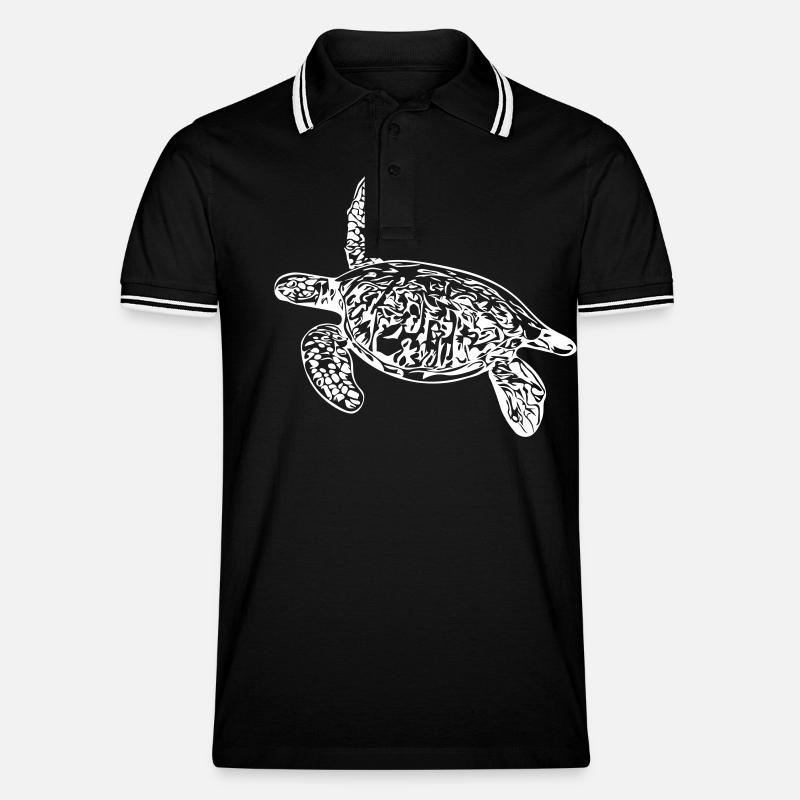 Schildkröte - Vector Design - Männer Tipped Poloshirt - Schwarz/Weiß