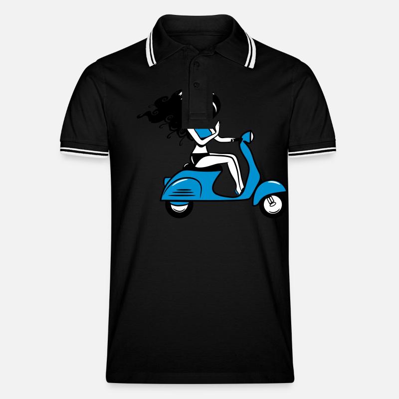 motorroller mädchen sexy - Männer Tipped Poloshirt - Schwarz/Weiß