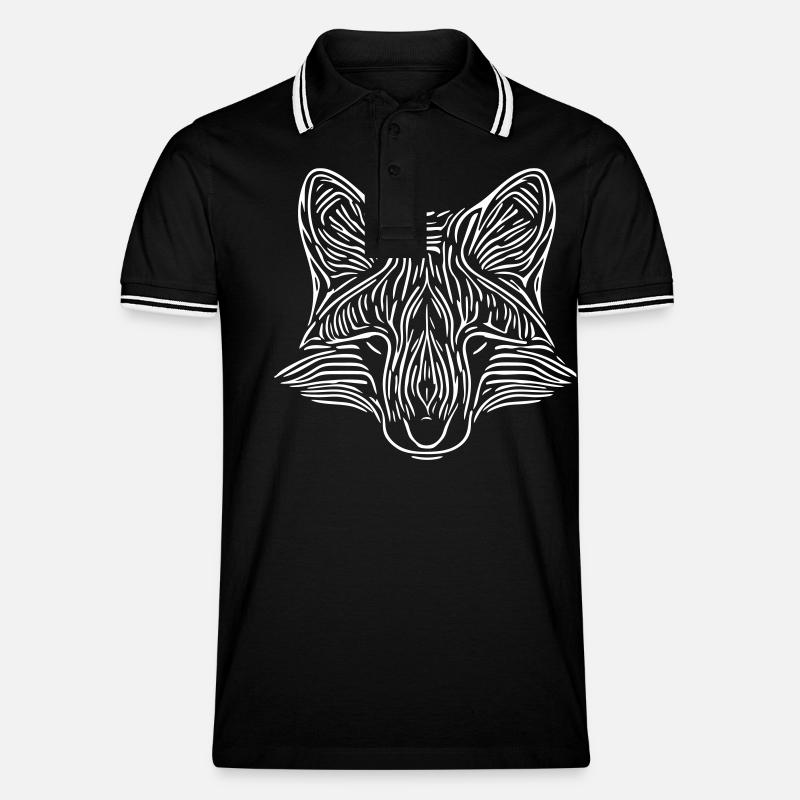 Fuchs Gesicht - Fox Face - Männer Tipped Poloshirt - Schwarz/Weiß