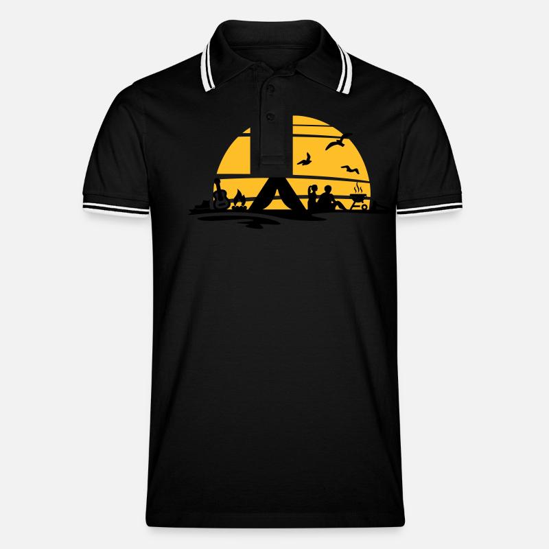 Freizeit - Camping Zelten Sonne - Männer Tipped Poloshirt - Schwarz/Weiß