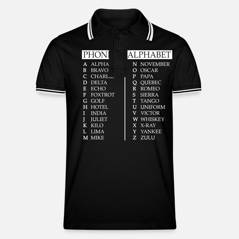 Phonetisches Alphabet - Männer Tipped Poloshirt - Schwarz/Weiß