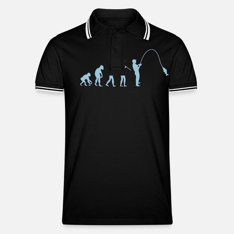 fishing evolution - Männer Tipped Poloshirt - Schwarz/Weiß