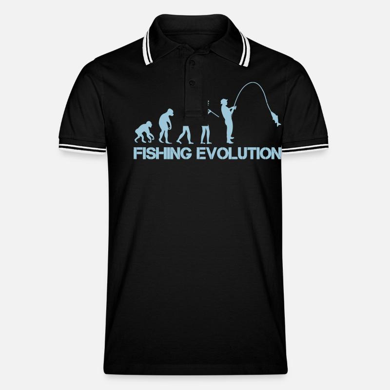 fishing evolution 1 - Männer Tipped Poloshirt - Schwarz/Weiß
