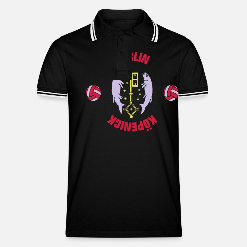 Berlin Köpenick (ID: 001013) - Männer Tipped Poloshirt - Schwarz/Weiß