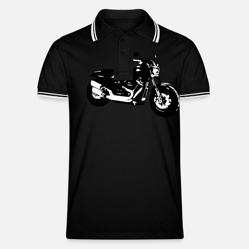Davidson Fatbob 114 - Männer Tipped Poloshirt - Schwarz/Weiß