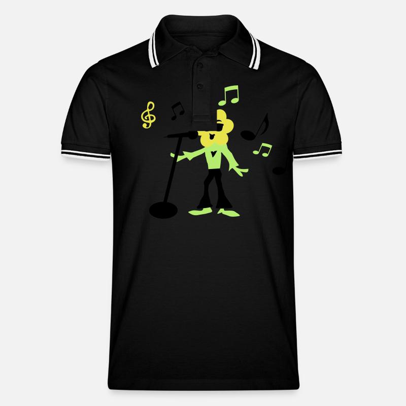 sonnenblume - Männer Tipped Poloshirt - Schwarz/Weiß