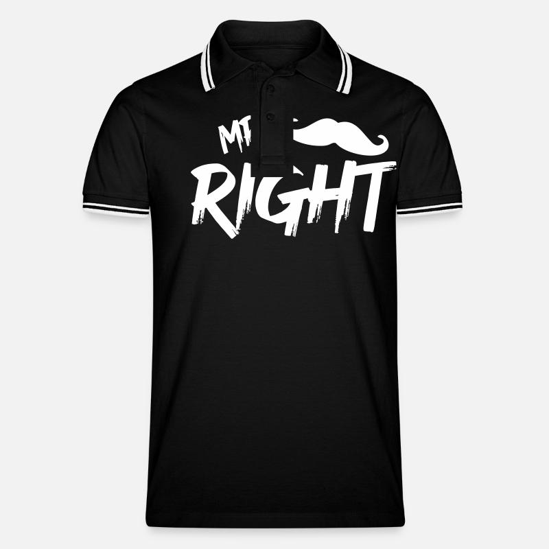 Mr Right mit Bart w - Männer Tipped Poloshirt - Schwarz/Weiß