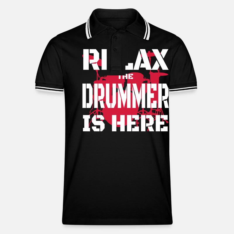 Relax Drummer 2 - Männer Tipped Poloshirt - Schwarz/Weiß